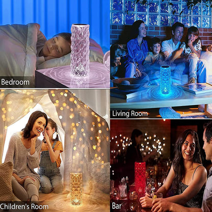 Rose Diamond Crystal Touch Desk Lamp 16 Colors Changing Rose LED Table Lamp night light